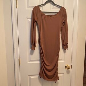 Viciall Brown Long Sleeve Bodycon Dress…size L